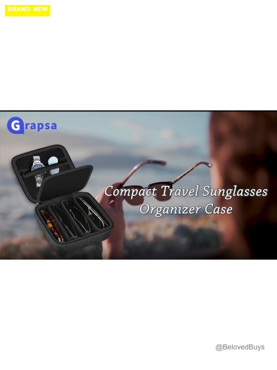 Hard Shell Travel Sunglass Case for 4 Pairs, Adjustable Slots, Protective main image 6